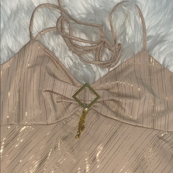 Cream/Gold Halter Top - Picture 2 of 6